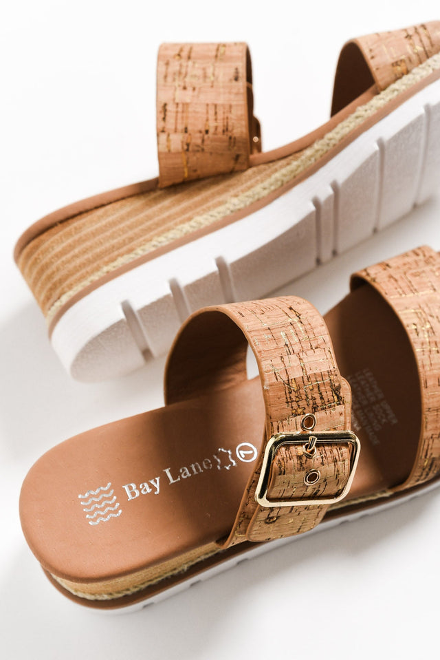 Ryver Brown Cork Buckle Wedge Sandal