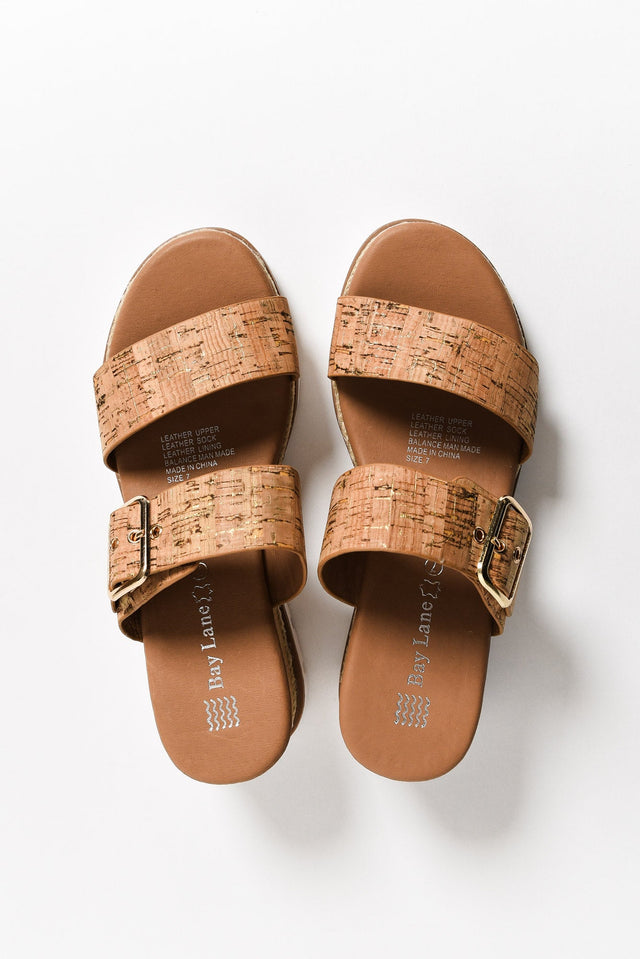 Ryver Brown Cork Buckle Wedge Sandal image 3