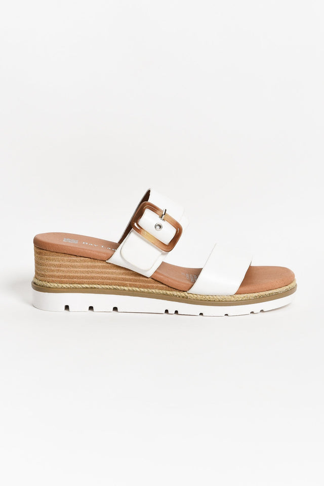 Ryver White Buckle Wedge Sandal