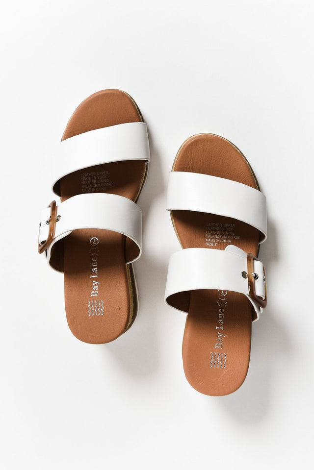 Ryver White Buckle Wedge Sandal