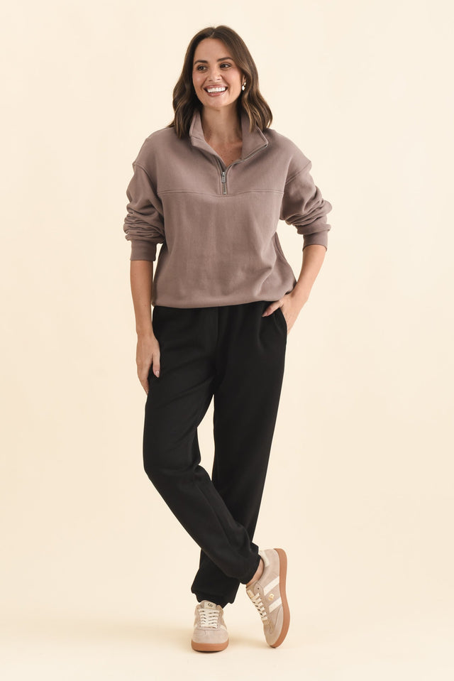 Sabi Black Relaxed Sweatpants,Brunette model,alt text|model:MJ image 7