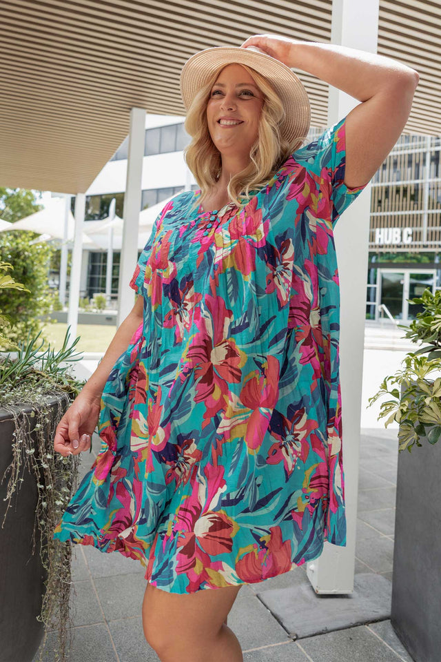 Womens Natural Linen Over-Sized Tunic Dress - The Dressing Room NZ