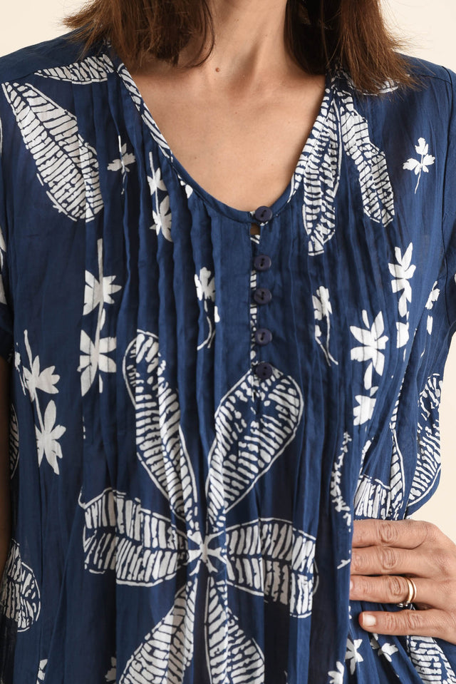 Sabina Navy Flower Crinkle Cotton Dress image 5