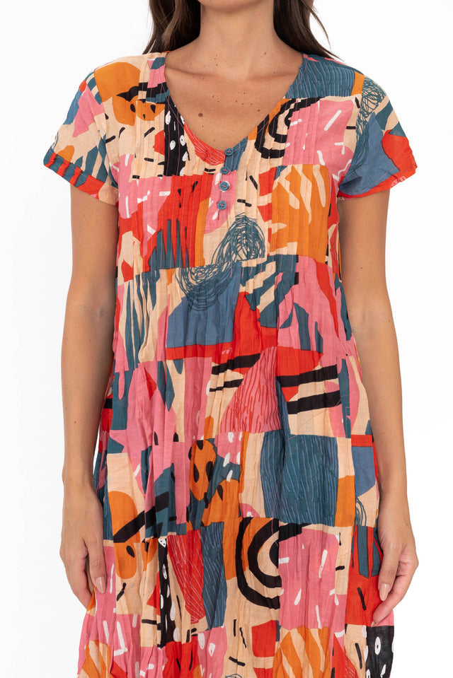 Sabina Peach Tropics Crinkle Cotton Dress image 7