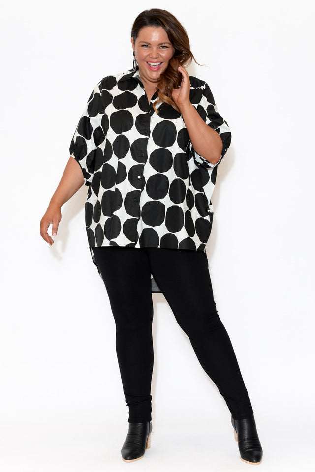 Sadie Black Abstract Spot Cotton Tunic Top banner image