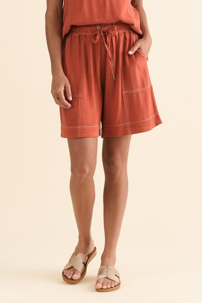 Sage Orange Contrast Shorts