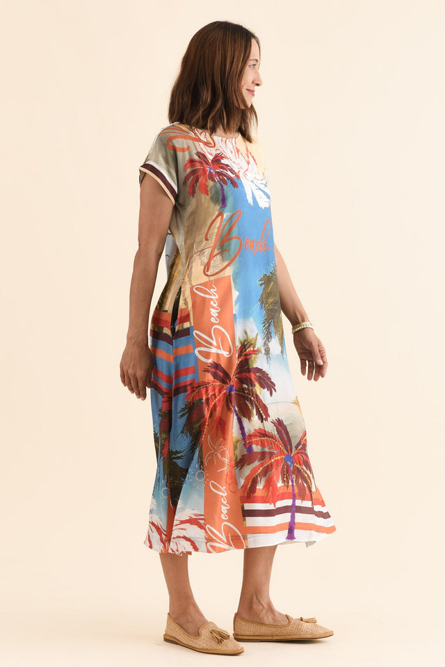 Salena Red Beach Maxi Dress,Side,Brunette model,alt text|model:Cara image 3