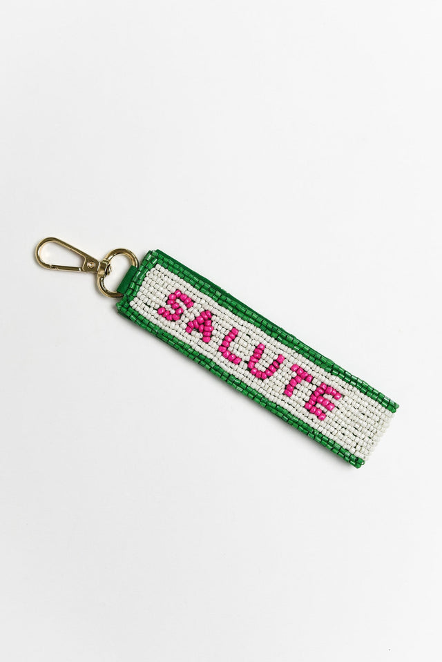 Salute Green Beaded Keychain