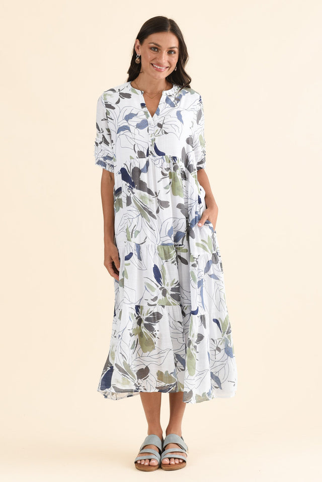 Sambo Blue Garden Button Dress,Full Body,Brunette model,alt text|model:Brontie image 6