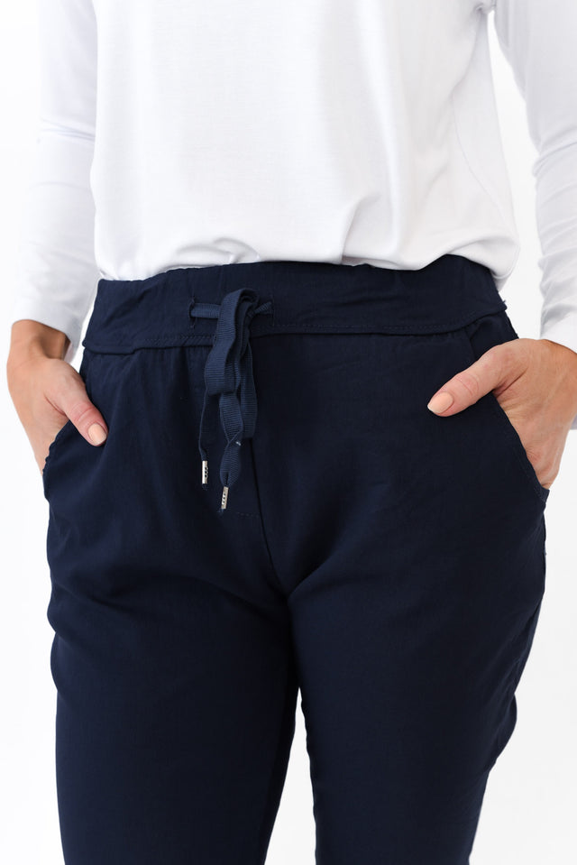 Samford Navy Crinkle Drawstring Pants image 3