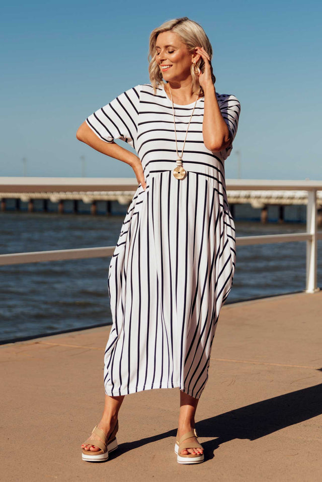 Samiya White Stripe Bamboo Dress image 1