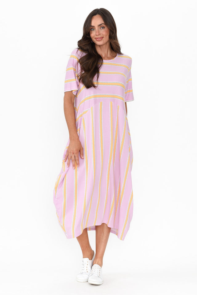 Samiya Pink Stripe Bamboo Dress