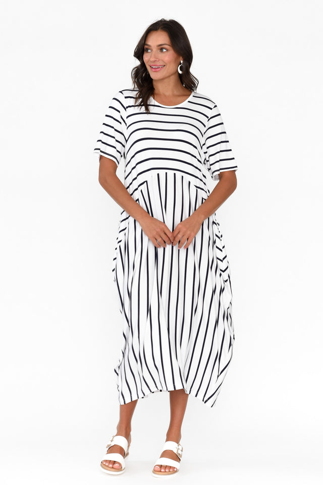 Samiya White Stripe Bamboo Dress