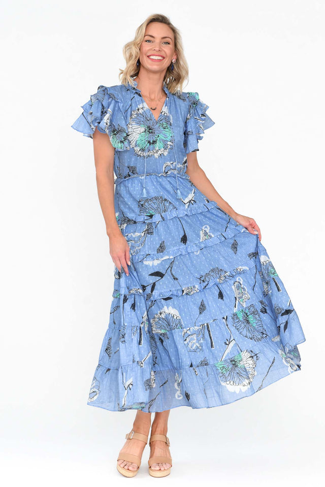 Sana Blue Dandelion Cotton Frill Dress image 6