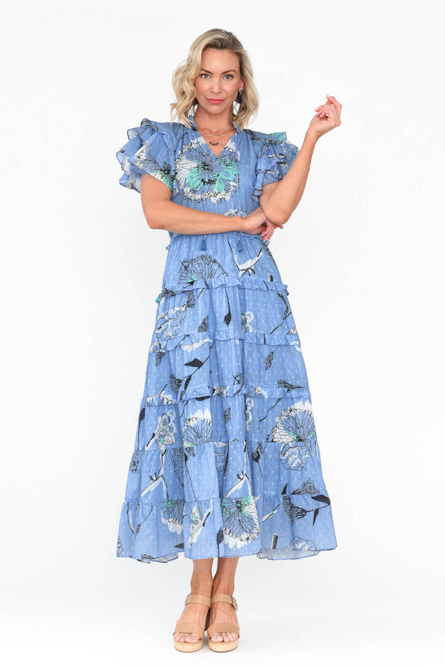 Sana Blue Dandelion Cotton Frill Dress image 2