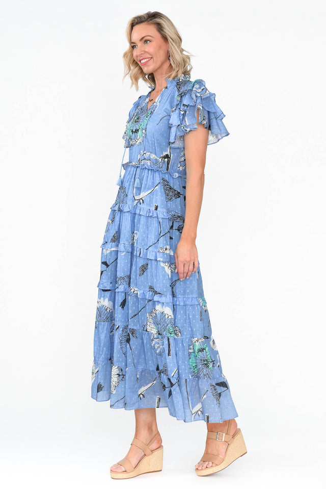 Sana Blue Dandelion Cotton Frill Dress image 3