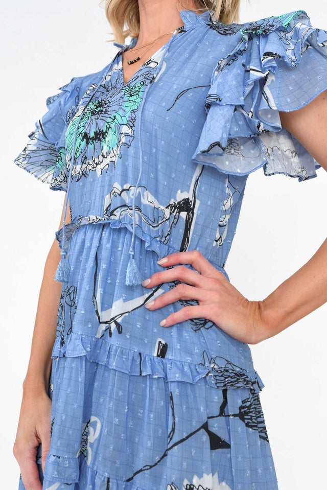 Sana Blue Dandelion Cotton Frill Dress image 5