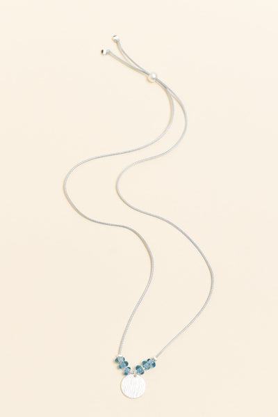 Sara Blue Beaded Disc Necklace