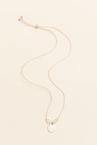 Sara Clear Beaded Disc Necklace