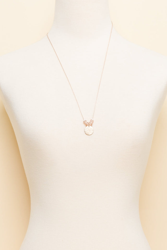 Sara Pink Beaded Disc Necklace