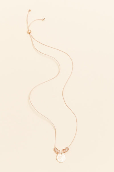 Sara Pink Beaded Disc Necklace