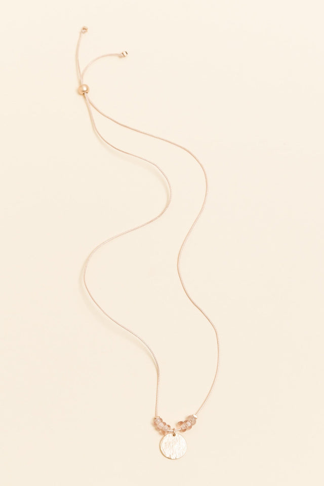 Sara Pink Beaded Disc Necklace