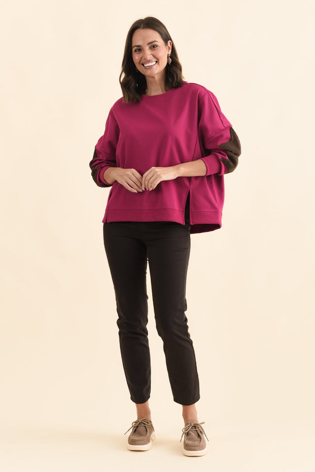 Saskia Hot Pink Cotton Blend Sweatshirt,Brunette model,alt text|model:MJ image 7