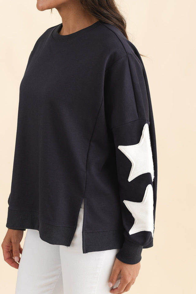 Saskia Navy Cotton Blend Sweatshirt,Brunette model,alt text|model:Brontie image 6