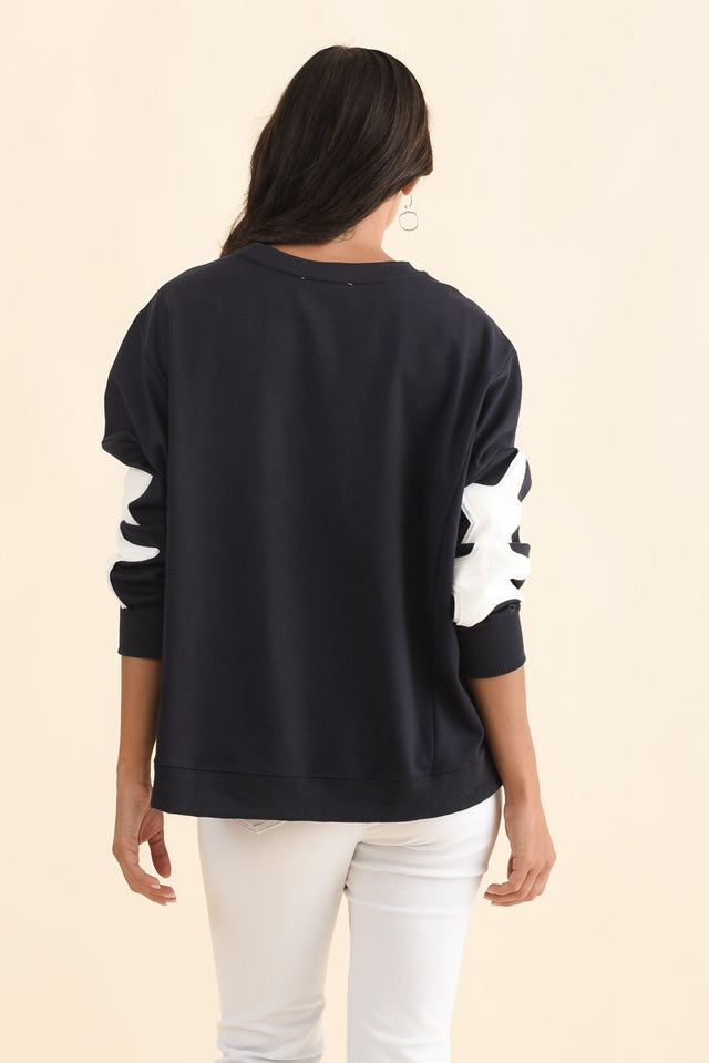 Saskia Navy Cotton Blend Sweatshirt,Brunette model,alt text|model:Brontie image 5