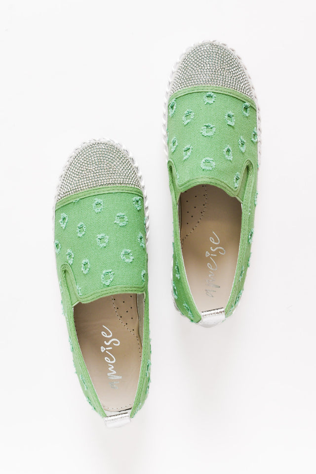 Sassy Green Diamante Slip On Sneaker image 3