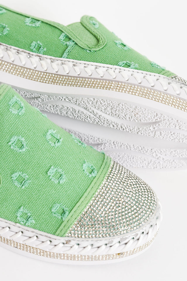Sassy Green Diamante Slip On Sneaker image 2