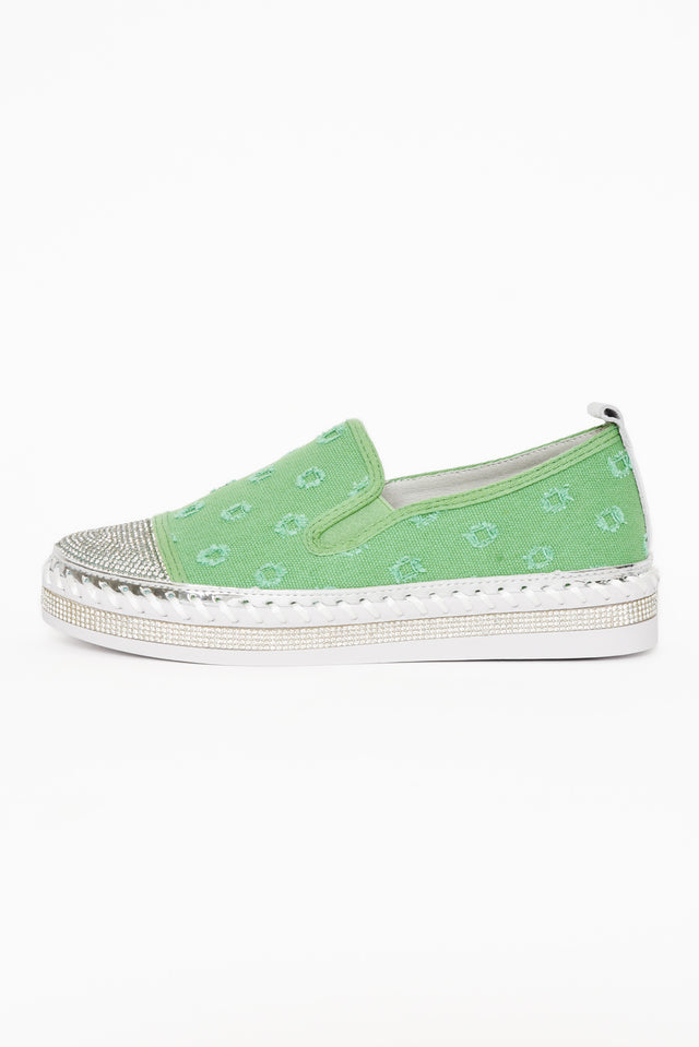 Sassy Green Diamante Slip On Sneaker image 4