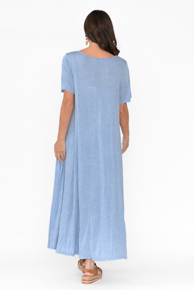 Savannah Light Blue Crinkle Cotton Maxi Dress