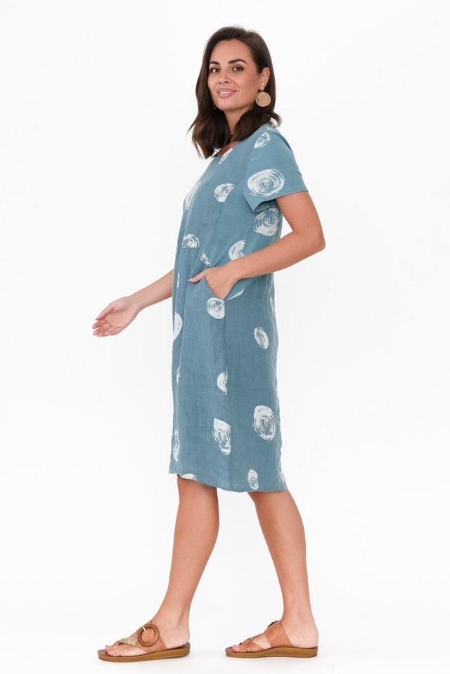 Sawyer Steel Spot Linen Pocket Dress