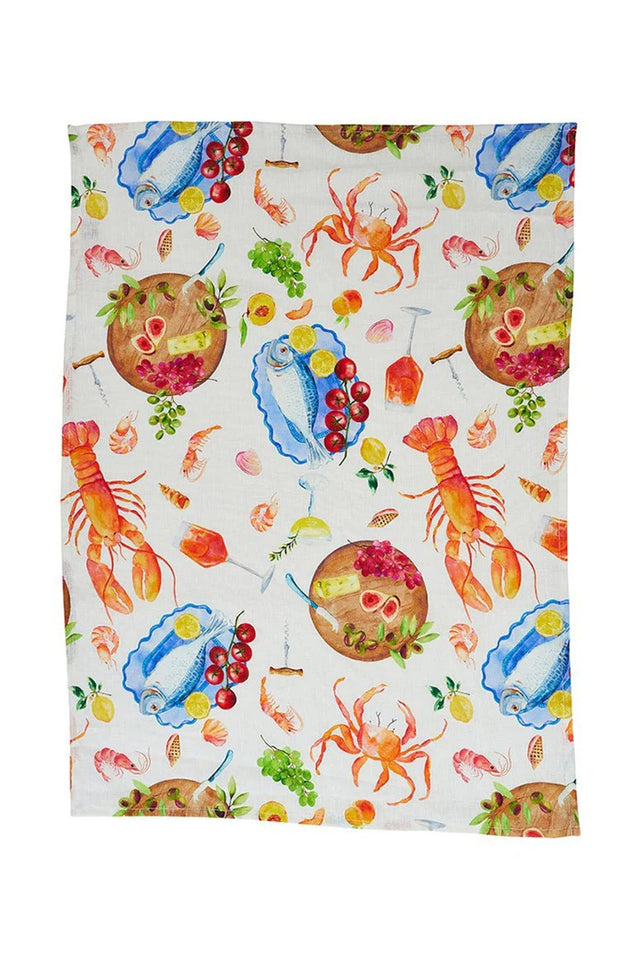 Seafood Linen Tea Towel