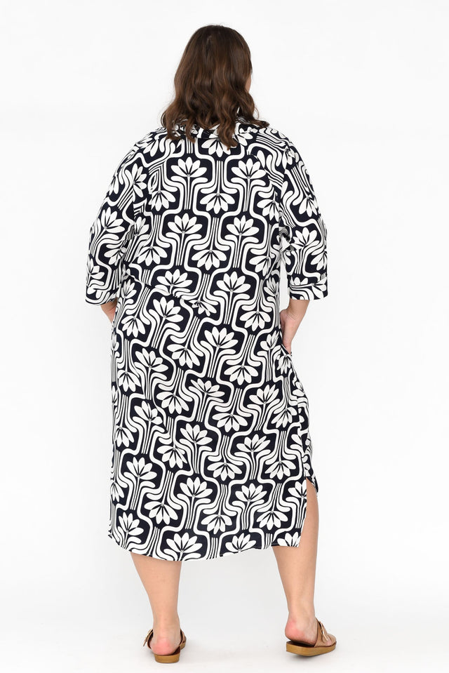 Seiko Navy Abstract Shirt Dress image 10