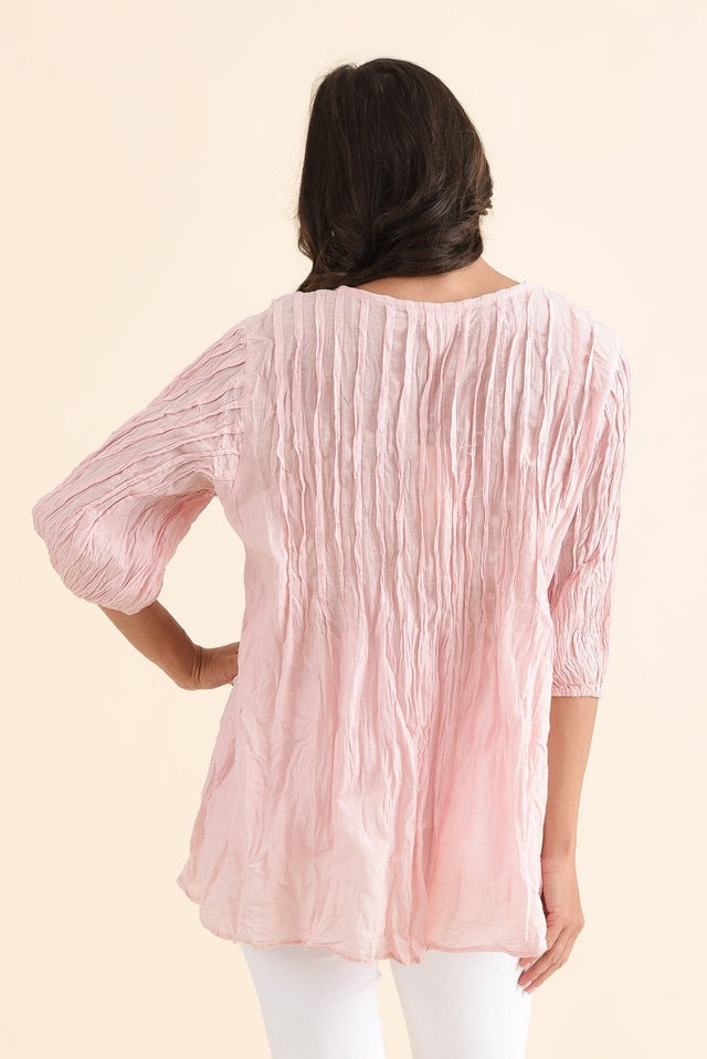 Selma Pink Crinkle Cotton Top,Back,Brunette model,alt text|model:Brontie image 4
