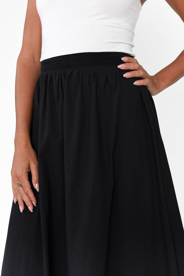 Shakita Black Cotton Trim Maxi Skirt