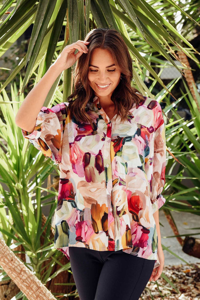 Shaney Pink Blossom Linen Blend Shirt