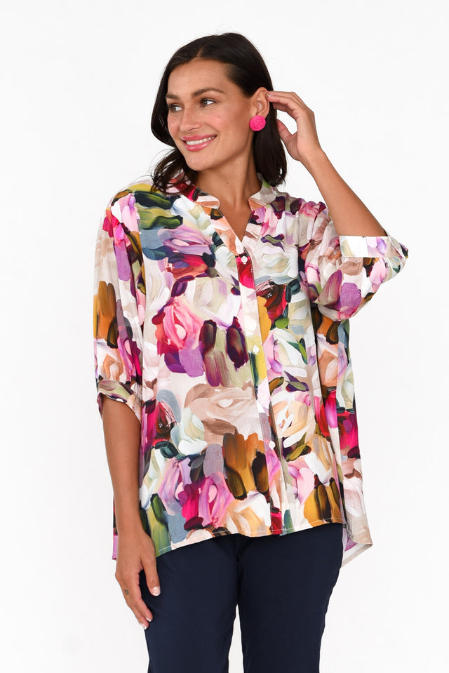 Shaney Pink Blossom Linen Blend Shirt