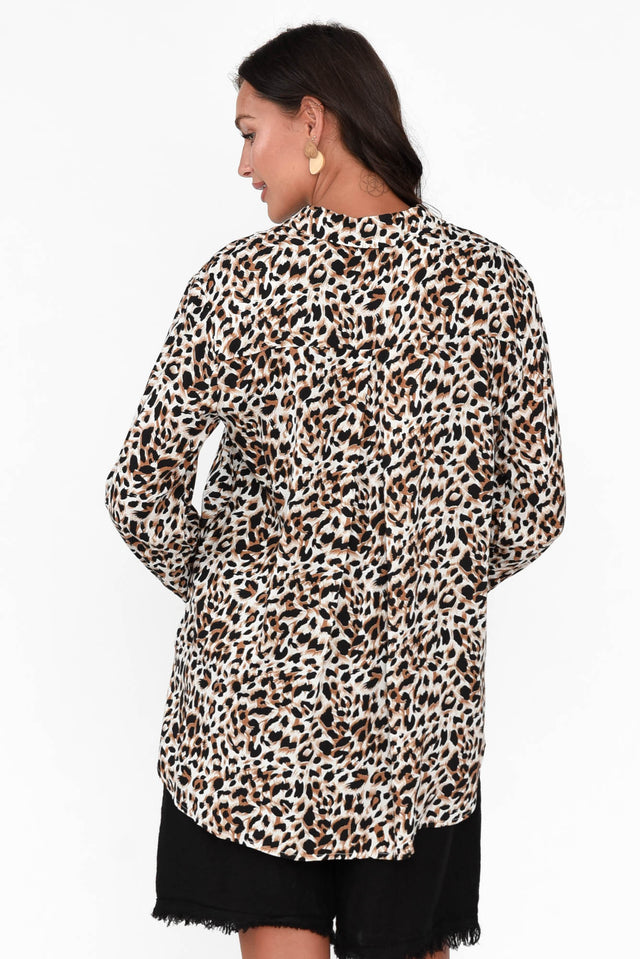 Shavonne Brown Leopard Collared Shirt