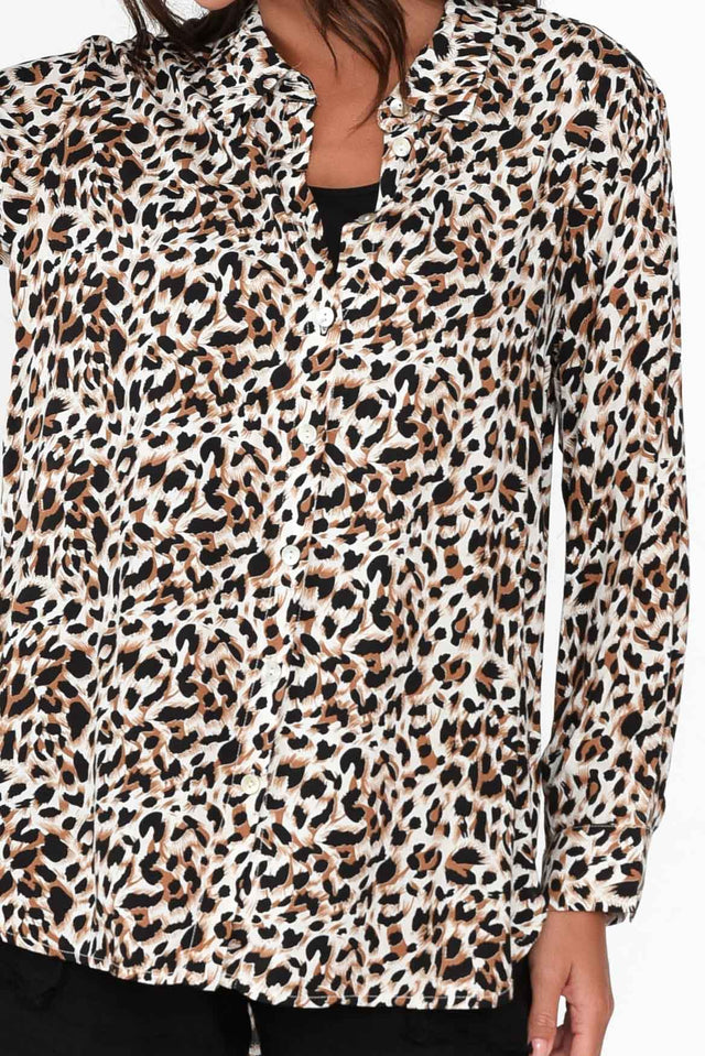 Shavonne Brown Leopard Collared Shirt