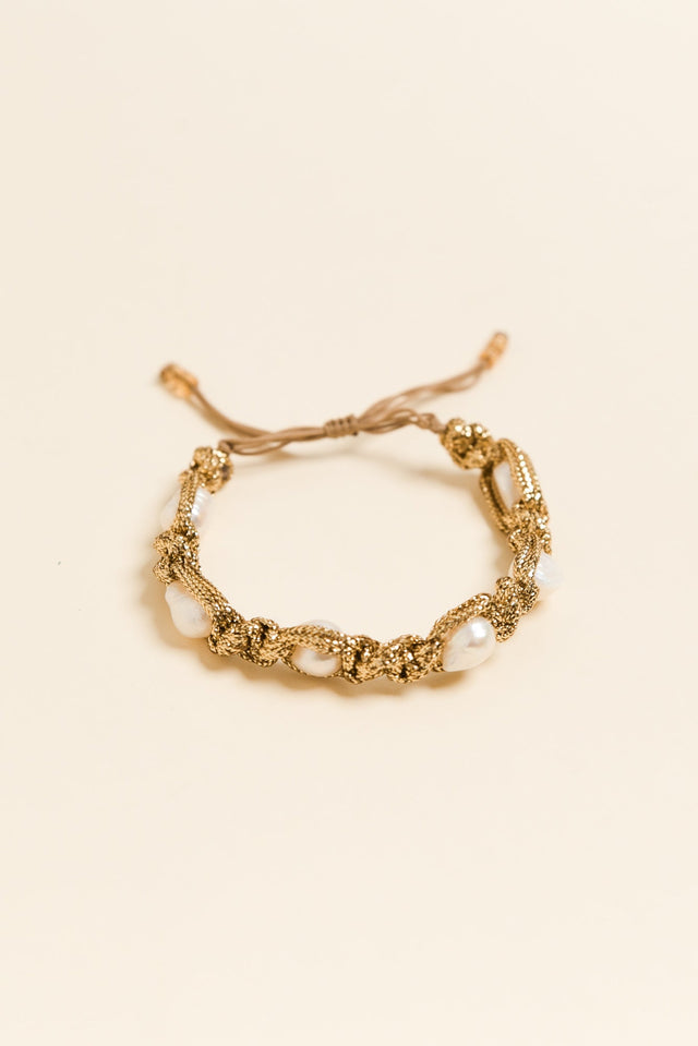 Shiloh Gold Pearl Woven Bracelet