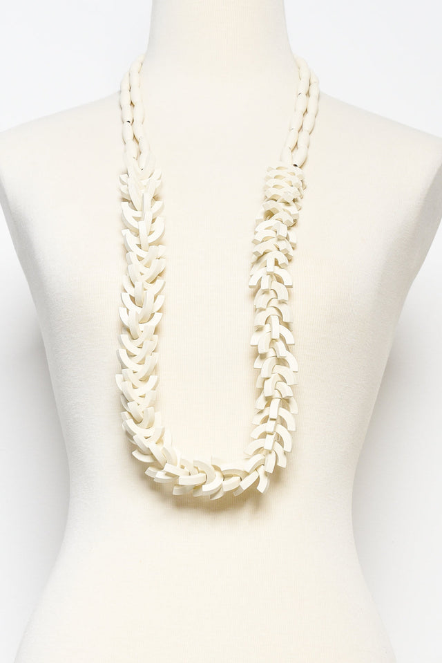 Sidonia Cream Wooden Bead Necklace