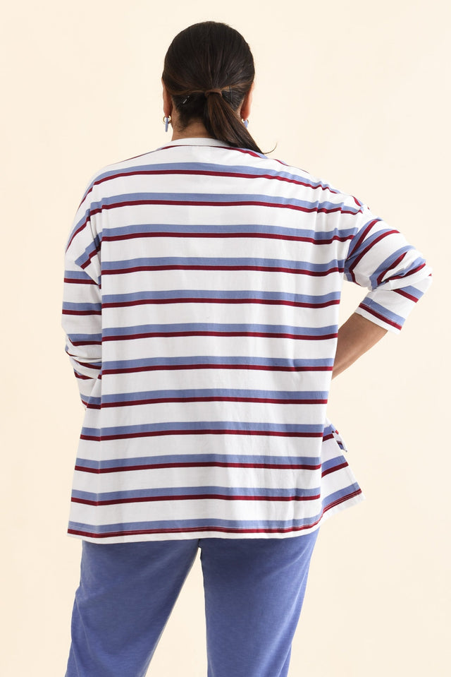 Sigrid White Stripe Long Sleeve Cotton Tee,Back,Brunette model,alt text|model:Pilita image 4