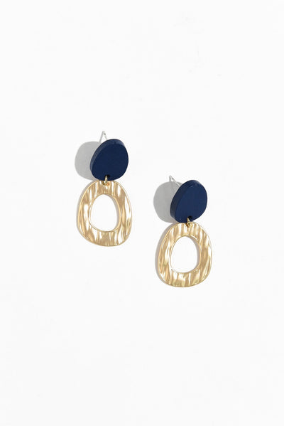 Silva Navy Circle Drop Earrings