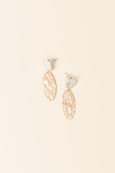 Simba Two Tone Beaten Drop Earrings