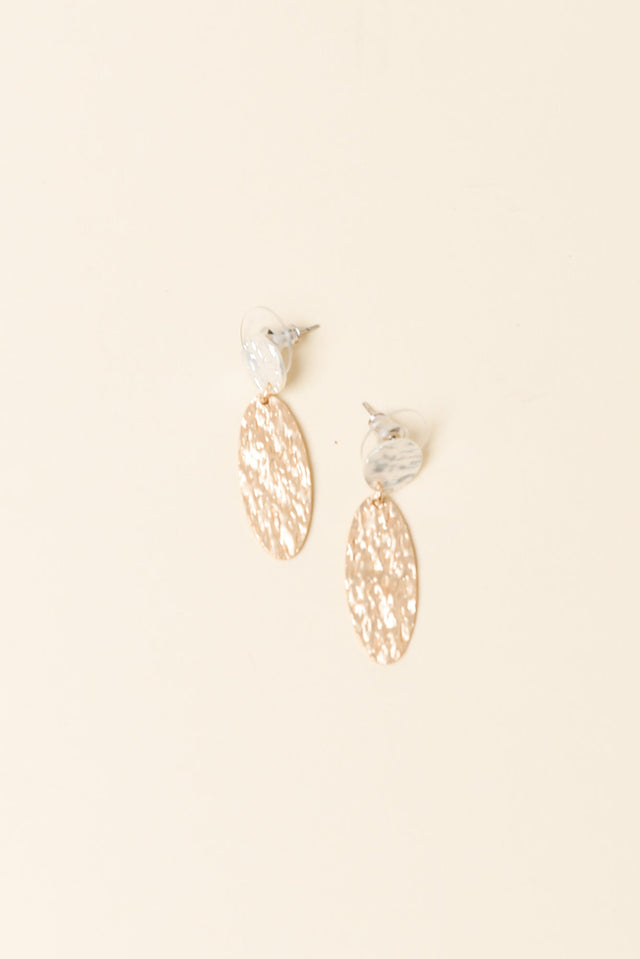 Simba Two Tone Beaten Drop Earrings