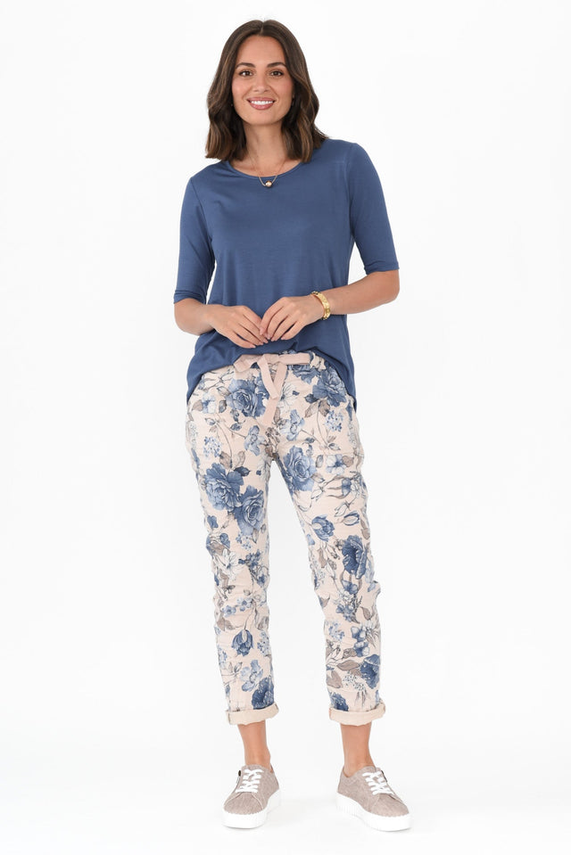 Simpson Pink Floral Stretch Pants,Brunette model,alt text|model:MJ image 7