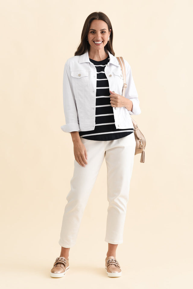 Siobhan White Stretch Jacket,Brunette model,alt text|model:MJ image 4